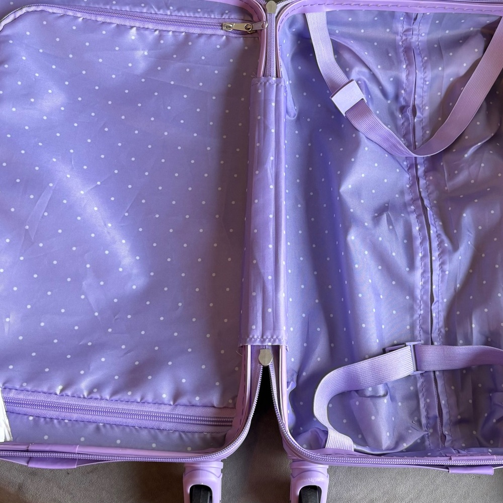Kids Unicorn Cat Rainbow Print Rolling Suitcase - Blue & Purple - Picture 6 of 10